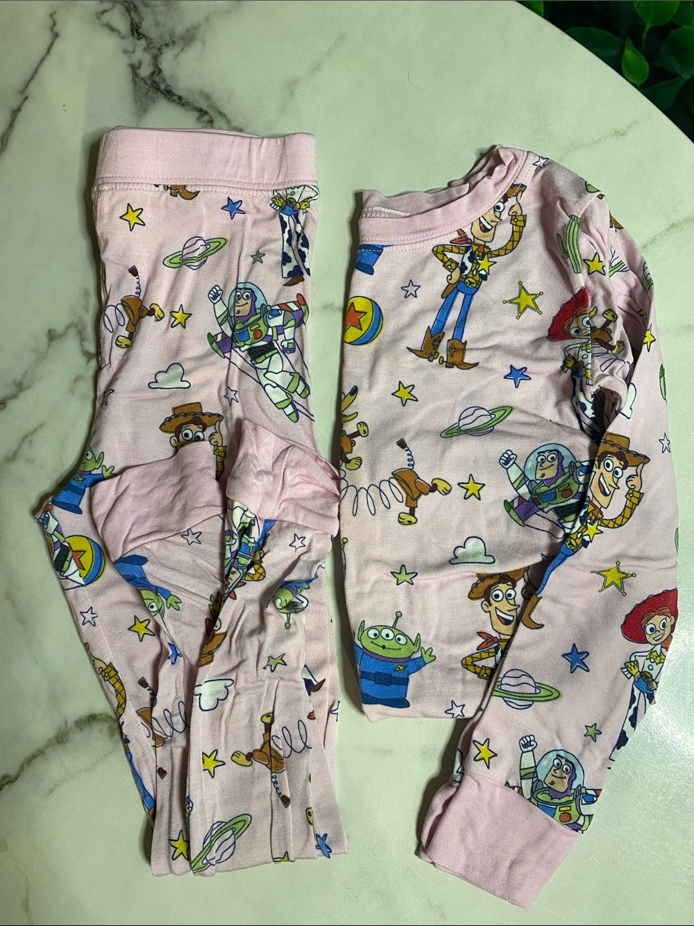 Little Sleepies Pink Toy Story Kids long sleeve Pajama Set - Buzz & Woody Print